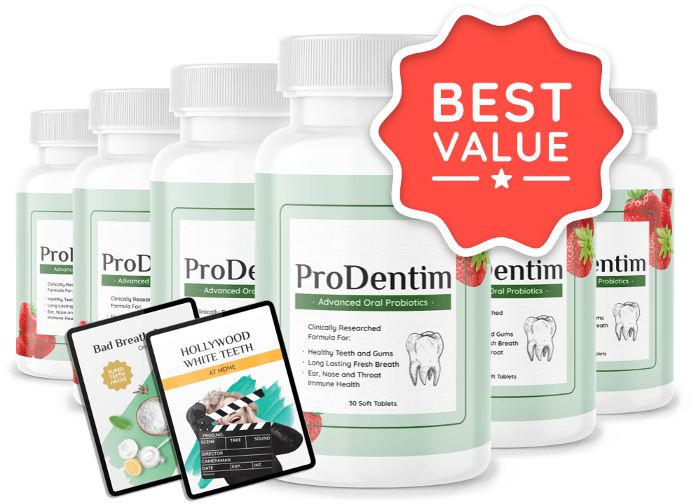 ProDentim Image of Six Bottles Plus Bonus